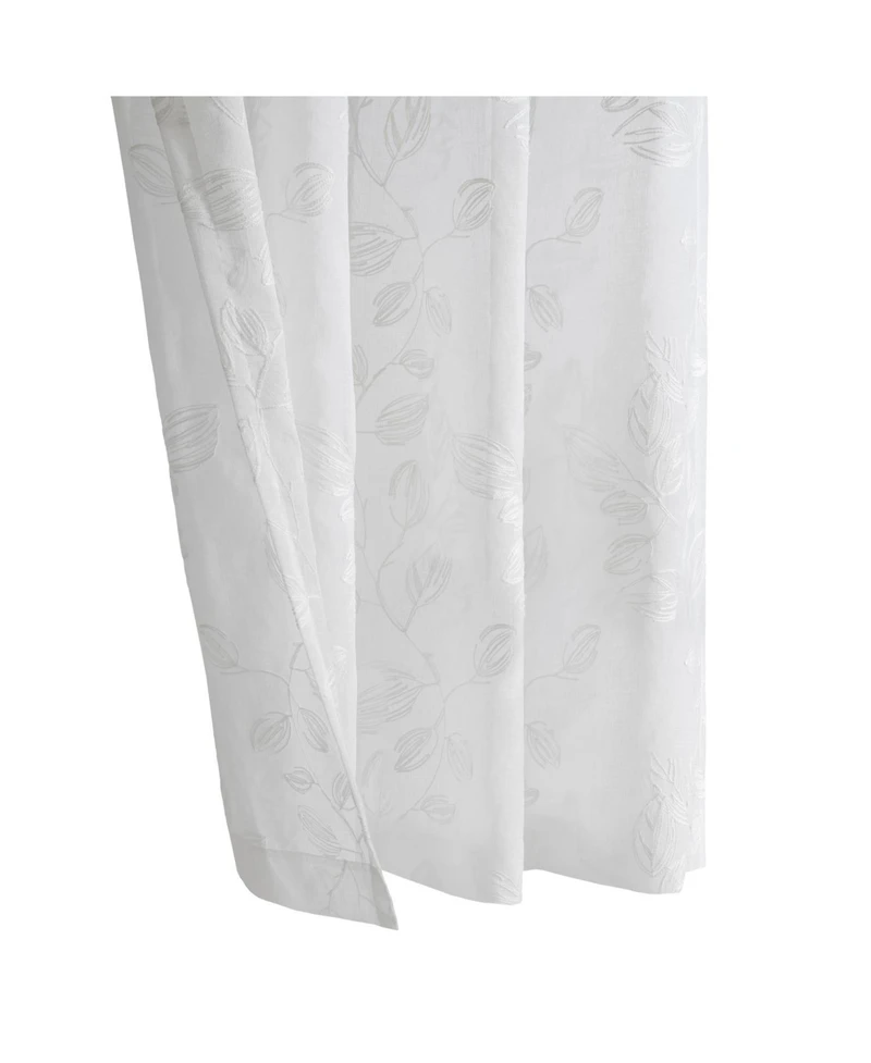 Habitat 100% Polyester Selina Sheer Grommet Leaf Embroidered Curtain Panel 52" x 95" White