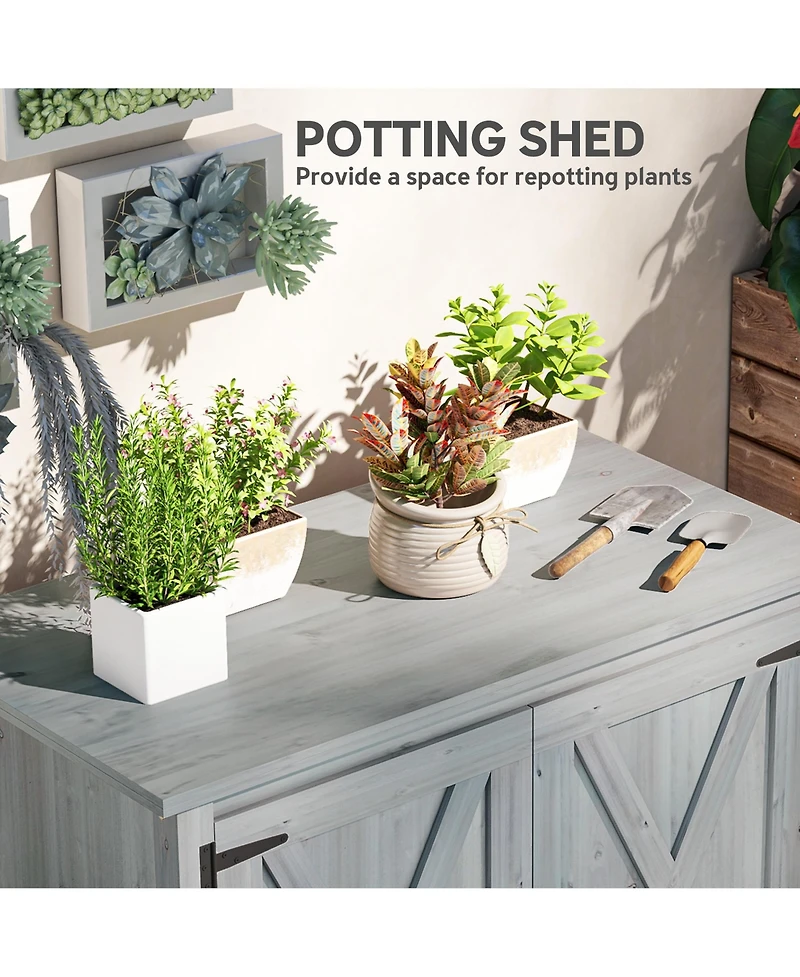 Outsunny Wood Outdoor Storage Cabinet Potting Shed with Shelf,
