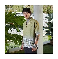 Campus Sutra Men's Pistachio Green Faces-Ombre Oversized Shirt