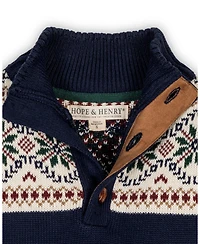 Hope & Henry Little and Big Boys' Organic Mock Neck Intarsia Sweater