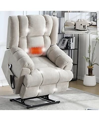 Dual Motor Heat Massage Infinite Position Up to 350 Lbs Electric Power Lift Recliners with Power-Remote, Medium-firm and Heavy Duty, Red