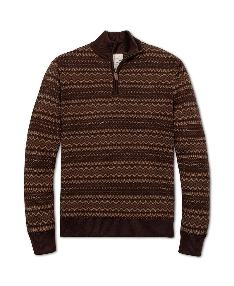 Hope & Henry Men's Organic Half Zip Intarsia Pullover Sweater