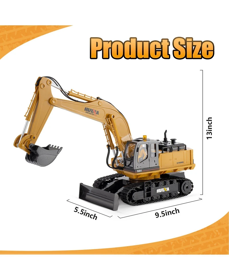 Sugift 1:16 Kids' Play Rc Excavators and Bulldozer Vehicles Toys with Metal Shovel/Spray/Lights/Sounds