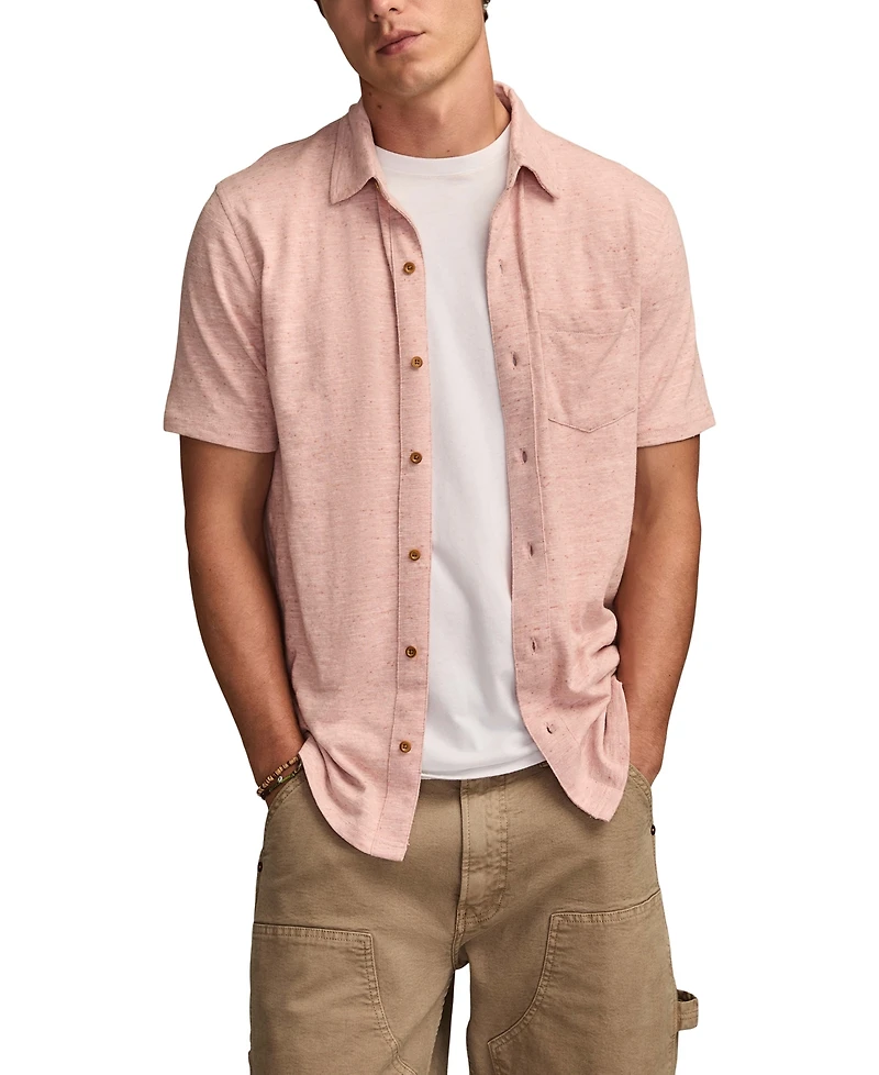 Lucky Brand Men's Short-Sleeve Linen Knit Shirt
