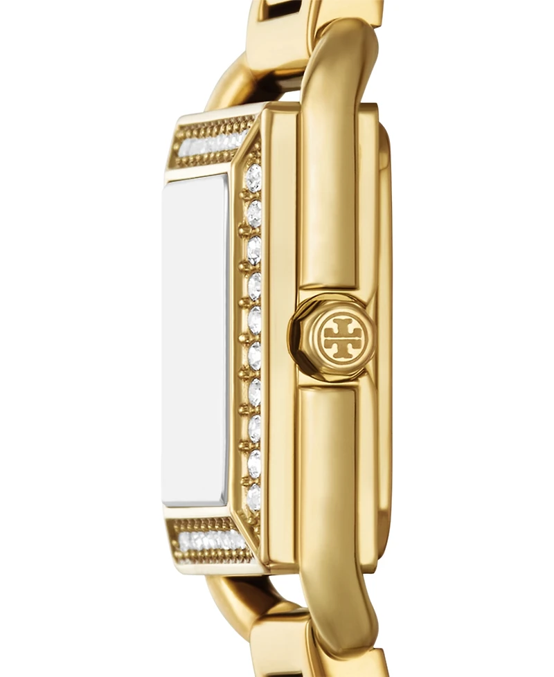 Tory Burch Women's The Kira Square Small Quartz Three-Hand Gold Stainless Steel, 19mm