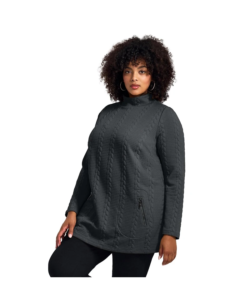 Avenue Women's Plus Emily Jacquard Texture Knit Tunic