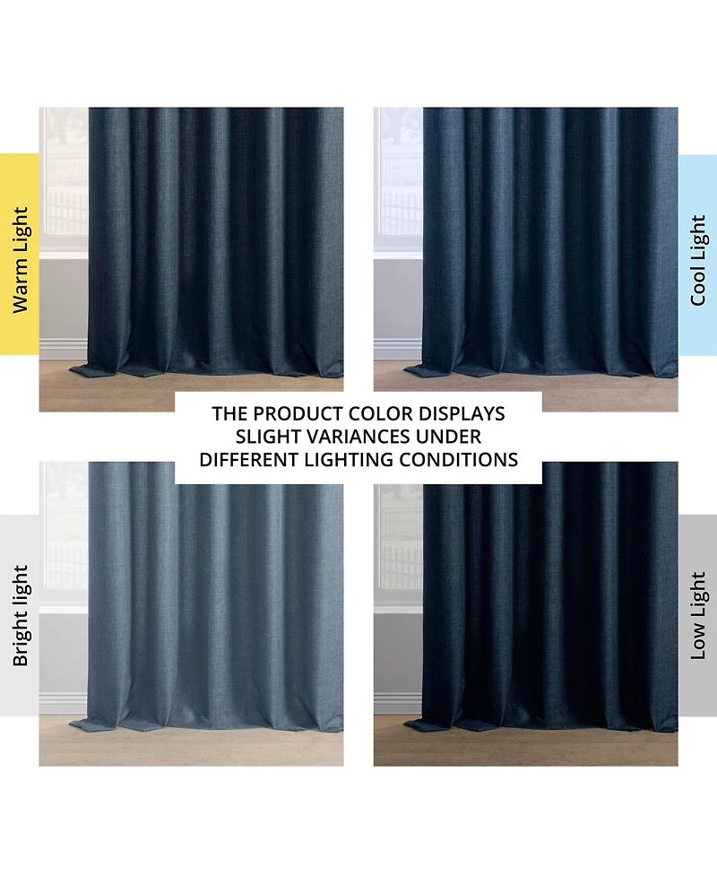 Half Price Drapes Sergeants Blue Italian Faux Linen Room Darkening Curtain