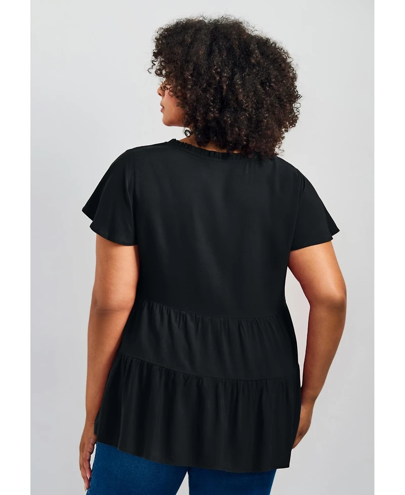 Avenue Women's Lani Flutter Sleeve Tiered Top