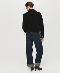 Mango Women's Turn-Up Hem Wide Leg Jeans