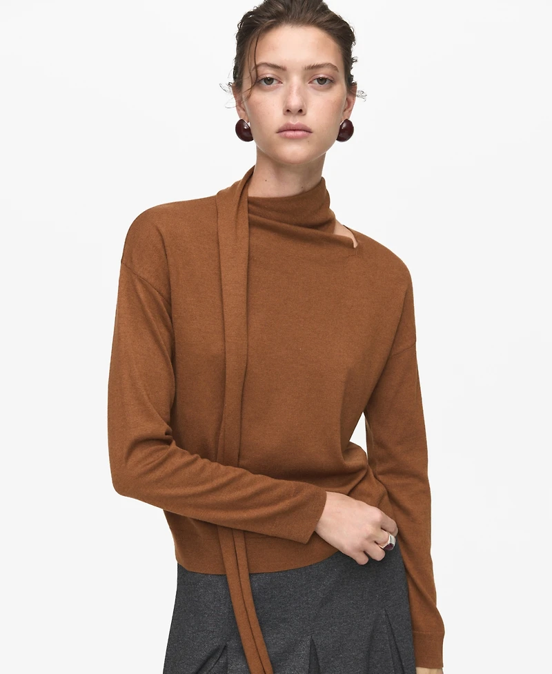 Mango Women's Scarf Fine-Knit Sweater