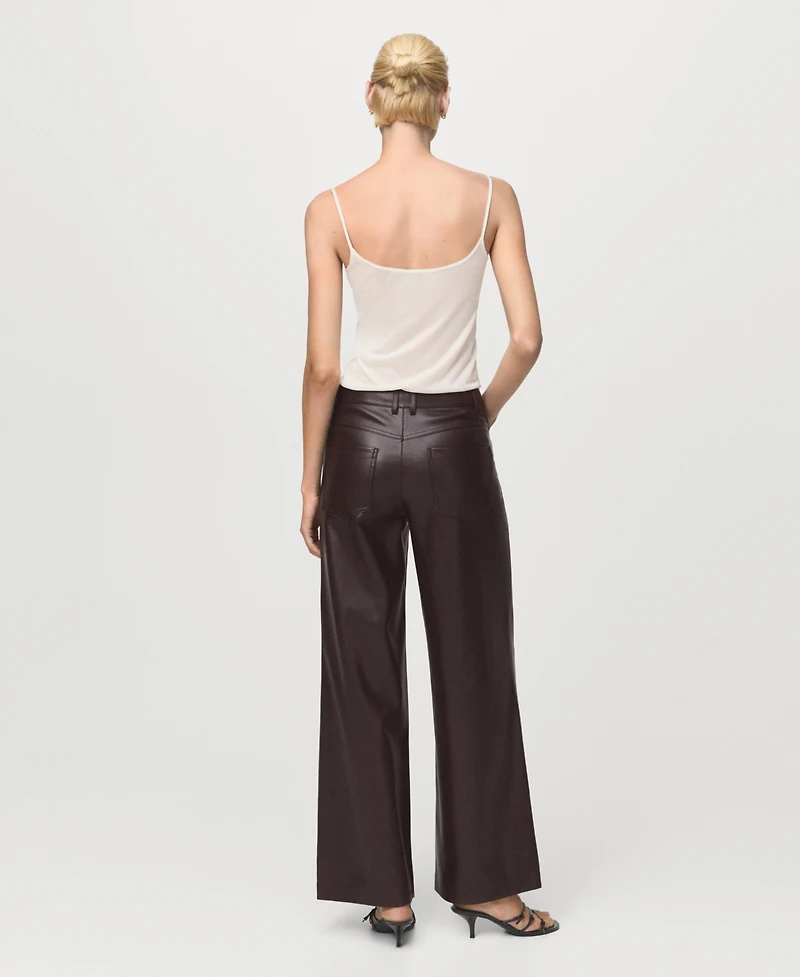 Mango Women's Leather-Effect Straight Pants