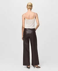 Mango Women's Leather-Effect Straight Pants