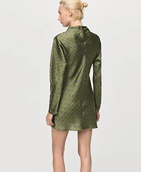 Mango Women's Perkins Collar Satin Printed Dress
