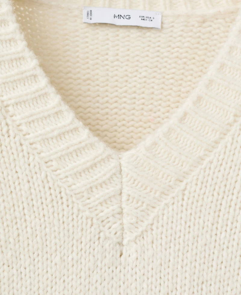 Mango Women's V-Neck Wool Sweater