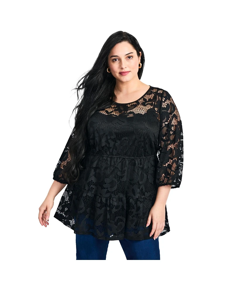 Avenue Women's Plus Lucille Lace Tunic