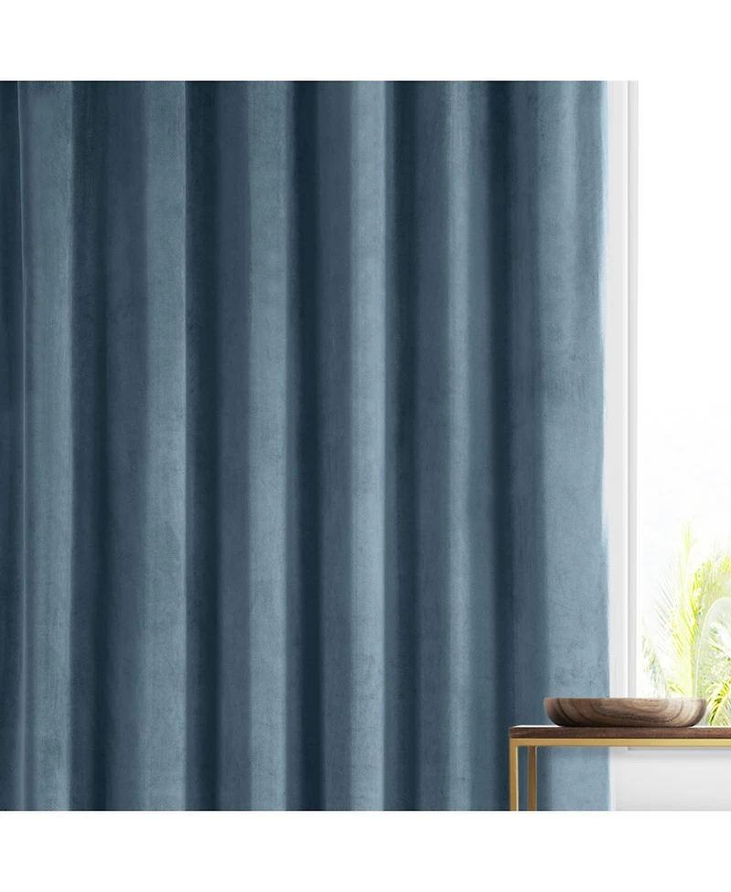 Half Price Drapes Oxford Blue Signature Plush Velvet Hotel Blackout Curtain