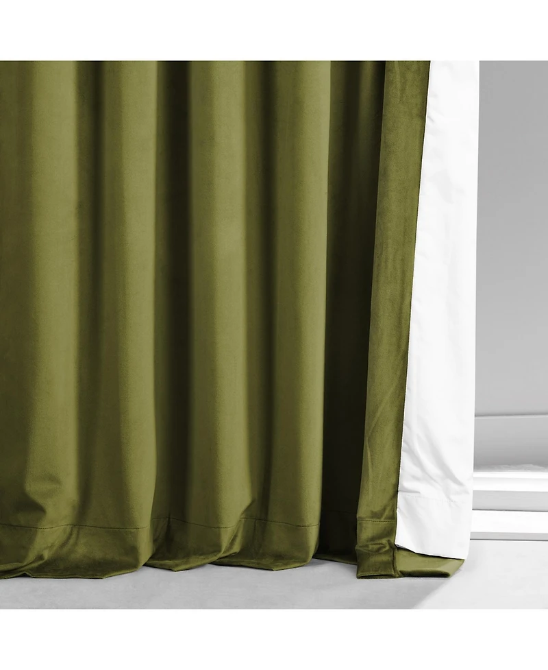 Half Price Drapes Jalapeno Green Signature Plush Velvet Hotel Blackout Curtain