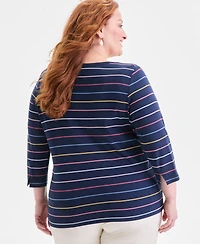 Style & Co Plus Cotton Boat-Neck Top