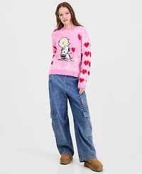 Hooked Up by Iot Juniors' Heart-Knit Charlie Brown Sweater
