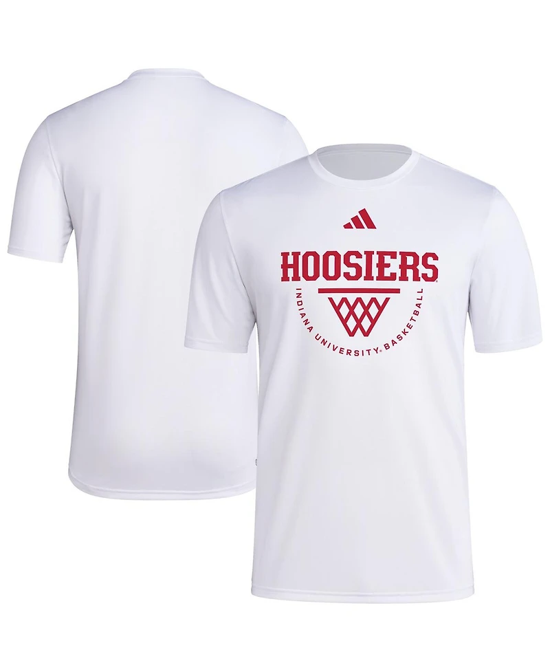 Adidas Men's White Indiana Hoosiers Basketball Practice Net Arch Pregame T-Shirt
