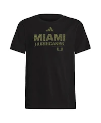 Adidas Big Boys and Girls Black Miami Hurricanes Salute to Service Aeroready T-Shirt