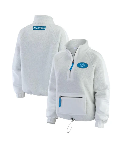 Wear by Erin Andrews Women's White Detroit Lions Polar Fleece Half-Zip Jacket