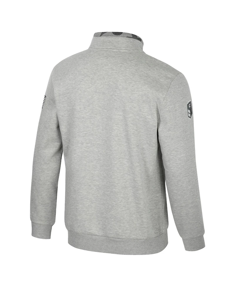 Colosseum Men's Heather Gray Lsu Tigers Oorah Oht Military Appreciation Fleece Quarter-Zip Jacket