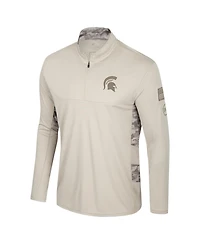 Colosseum Men's Natural Michigan State Spartans Oht Military Appreciation Quarter-Zip Jacket
