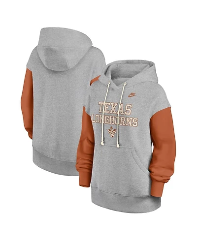 Nike Women's Heather Gray/Texas Orange Texas Longhorns Oversized Legacy Phoenix Pullover Hoodie