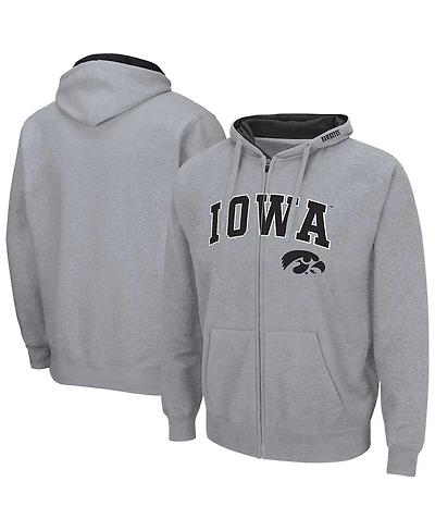 Colosseum Men's Heather Gray Iowa Hawkeyes Arch Logo 3.0 Full-Zip Hoodie