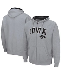Colosseum Men's Heather Gray Iowa Hawkeyes Arch Logo 3.0 Full-Zip Hoodie