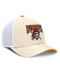 Nike Men's Natural Pittsburgh Pirates Cooperstown Collection Dri-fit Rise Trucker Adjustable Hat