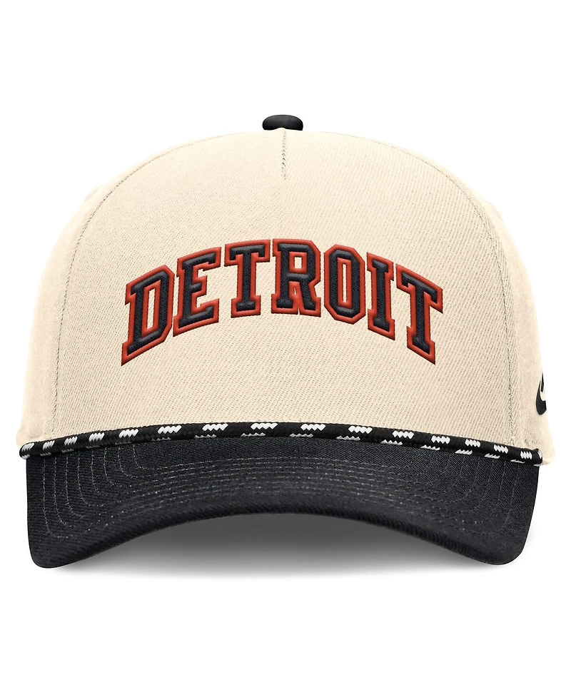 Nike Men's Natural/Black Detroit Tigers Cooperstown Collection Rise Adjustable Hat