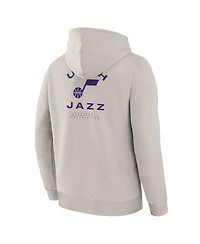 Fanatics Men's Off White Utah Jazz Crossover Collection Blocked Shot Premium Pullover Hoodie