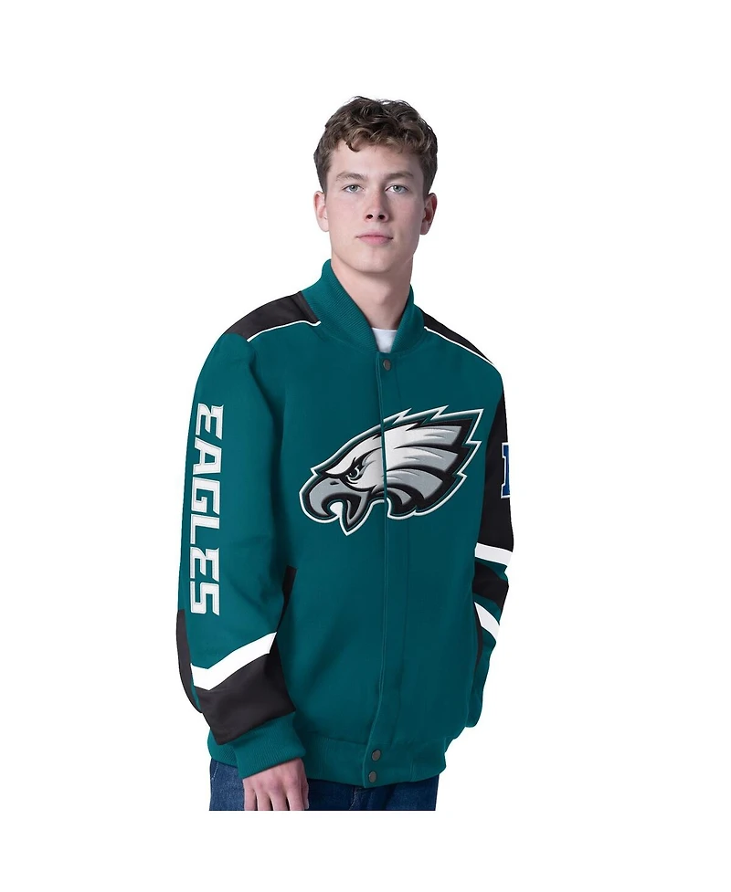 G-iii Sports by Carl Banks Men's Midnight Green Philadelphia Eagles Prime Time Full-Zip Racing Jacket