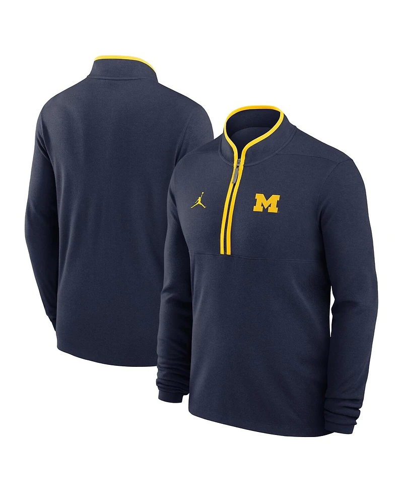 Jordan Men's Navy Michigan Wolverines Courtside Victory Dri-fit Half-Zip Pullover Sweatshirt