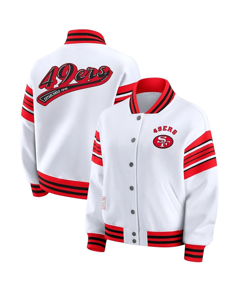 Wear by Erin Andrews Women's White San Francisco 49ers Plus Full-Snap Fleece Sweatshirt Jacket