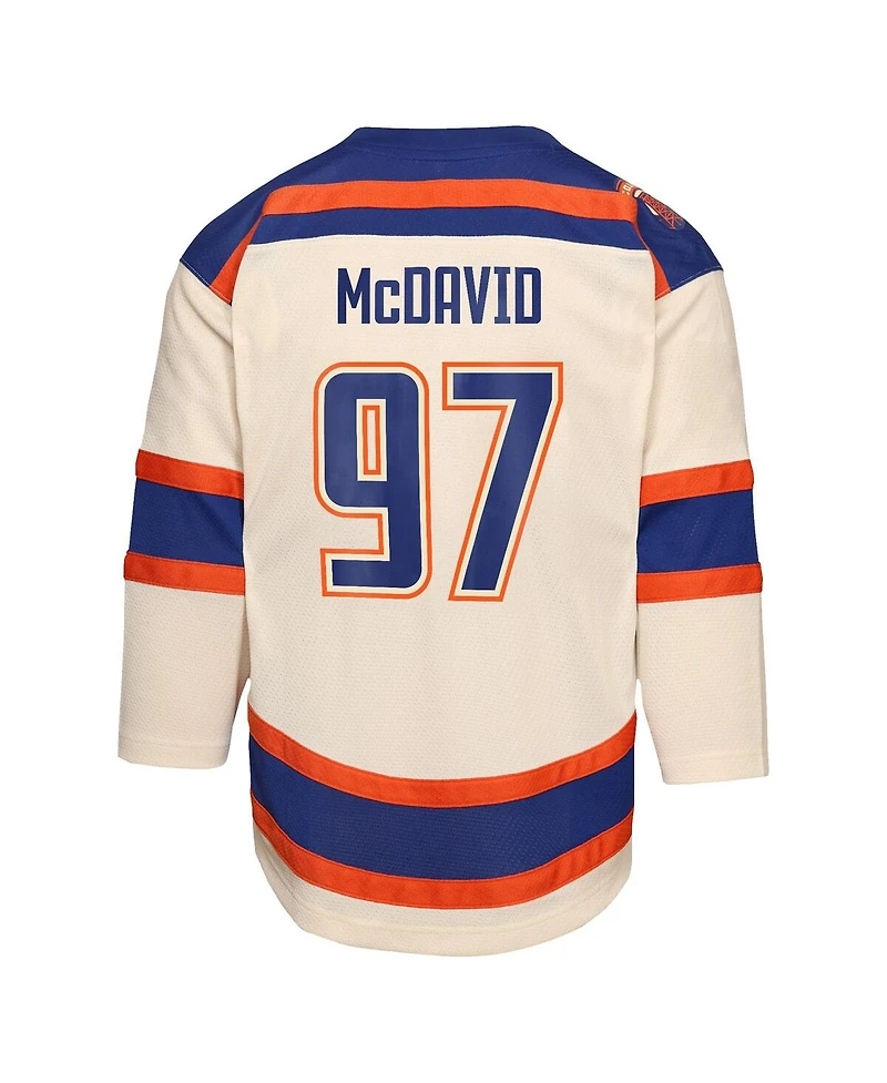 Outerstuff Big Boys and Girls Connor McDavid Light Beige Edmonton Oilers Alternate Replica Player Jersey