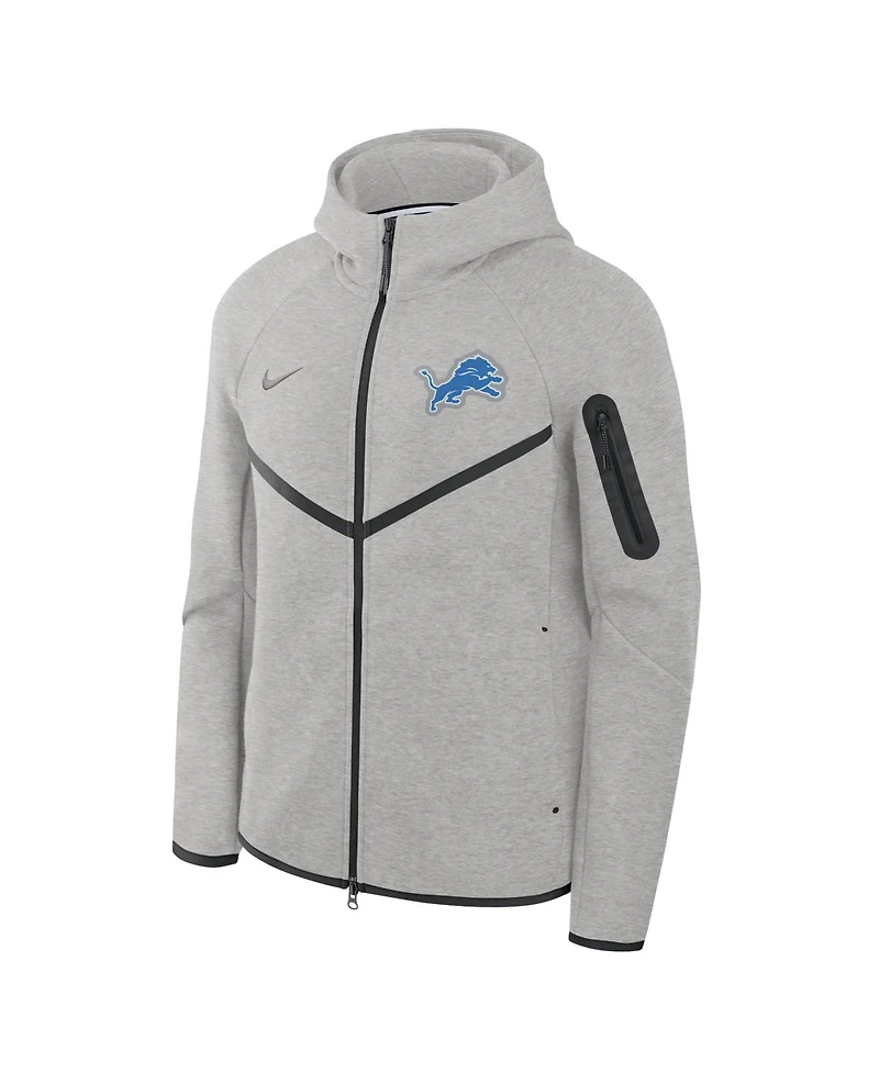 Nike Men's Heather Gray Detroit Lions Tech Fleece Full-Zip Windrunner Hoodie