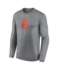 Nike Men's Heather Gray Detroit Tigers Legend Fuse Dri-fit Long Sleeve T-Shirt
