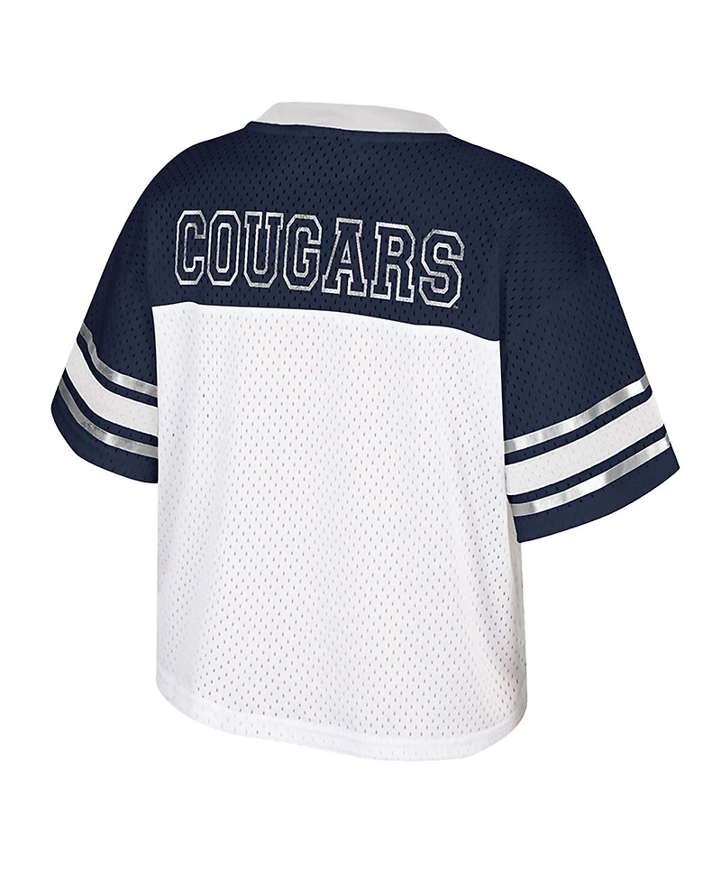 Colosseum Women's White Byu Cougars Treasure Cropped Football Jersey