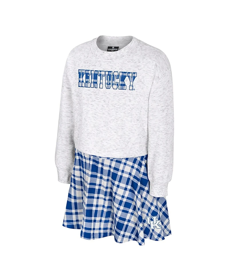 Colosseum Big Girls 2-Piece Gray Kentucky Wildcats Marceline Plaid Skirt and Top Set