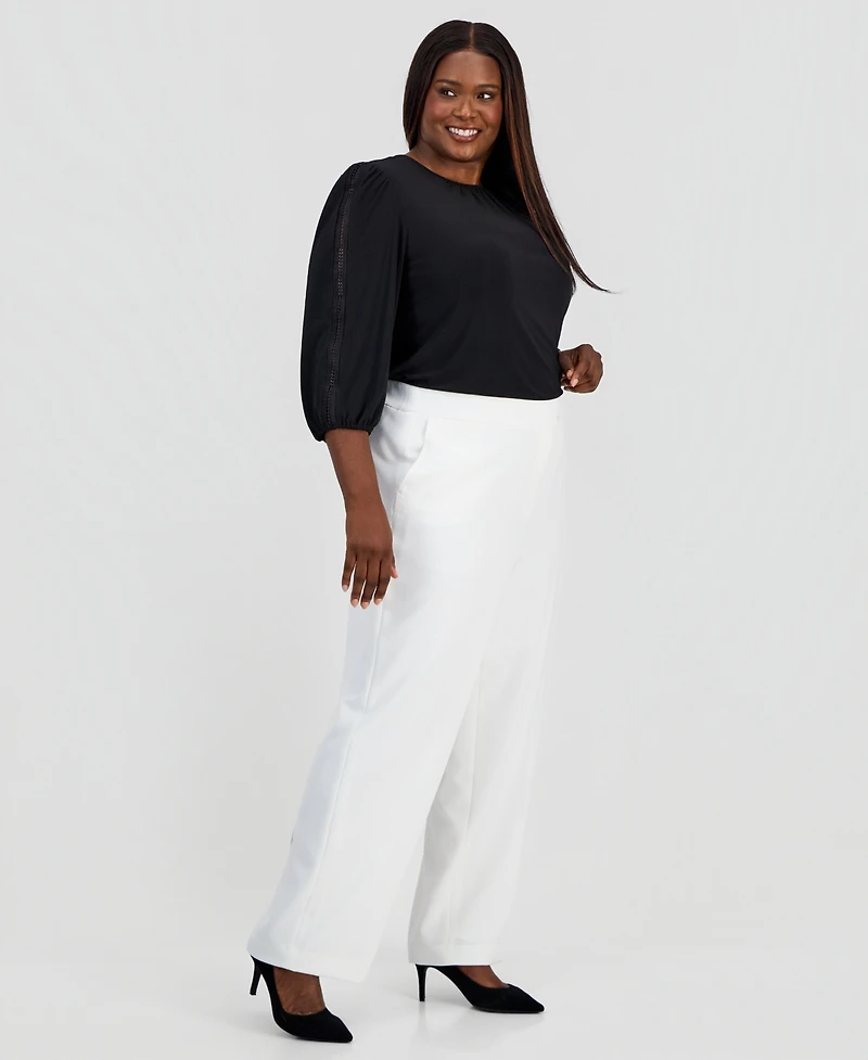 Kasper Plus Core Julia Stretch Wide-Leg Pants