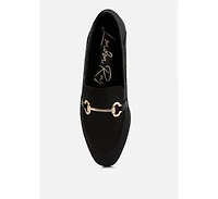 neoma horsebit detail flat canvas loafers