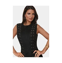 Bebe Women's Faux Suede Lace Up Mini Dress