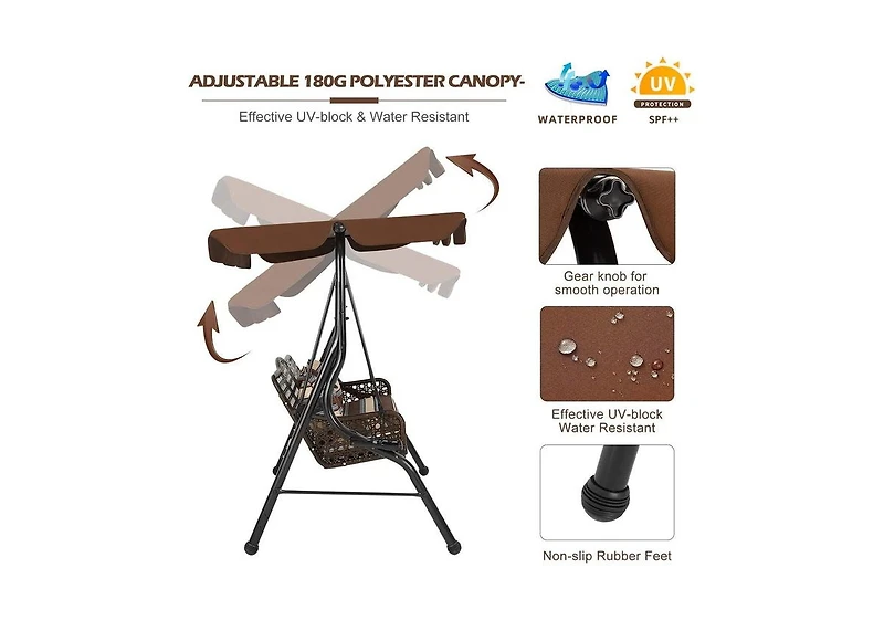 Aecojoy 3-Seat Proch Swing Chair with Canopy
