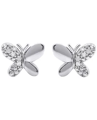 Macy's Diamond Butterfly Earrings (1/10 ct. t.w.) in Sterling Silver (also in 14K Gold-Plated Sterling Silver)