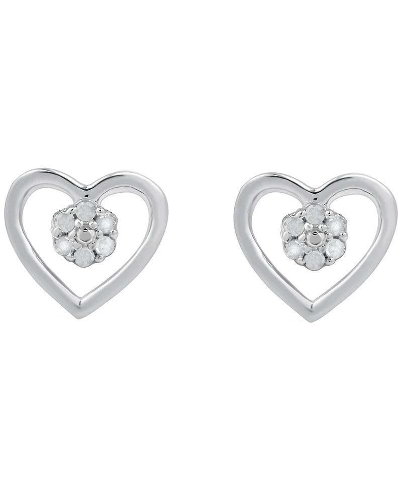 Macy's Diamond Heart Earrings (1/10 ct. t.w.) in Sterling Silver (also in 14K Gold-Plated Sterling Silver)