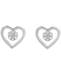 Macy's Diamond Heart Earrings (1/10 ct. t.w.) in Sterling Silver (also in 14K Gold-Plated Sterling Silver)