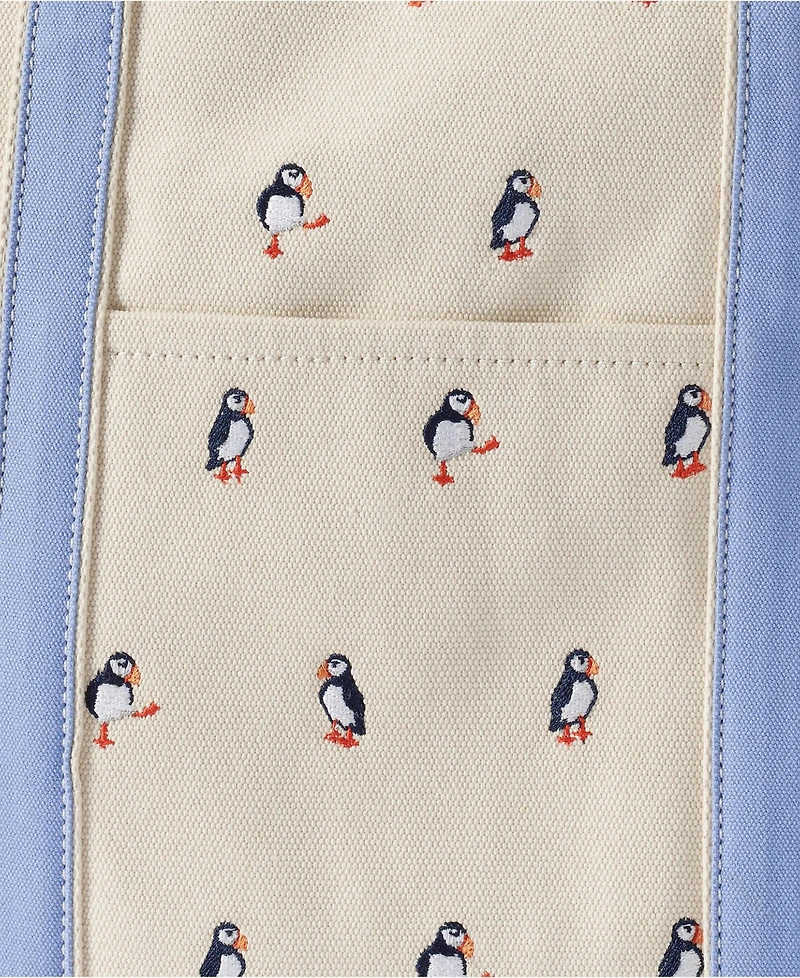 Lands' End Embroidered 5 Pocket Zip Top Canvas Tote Bag